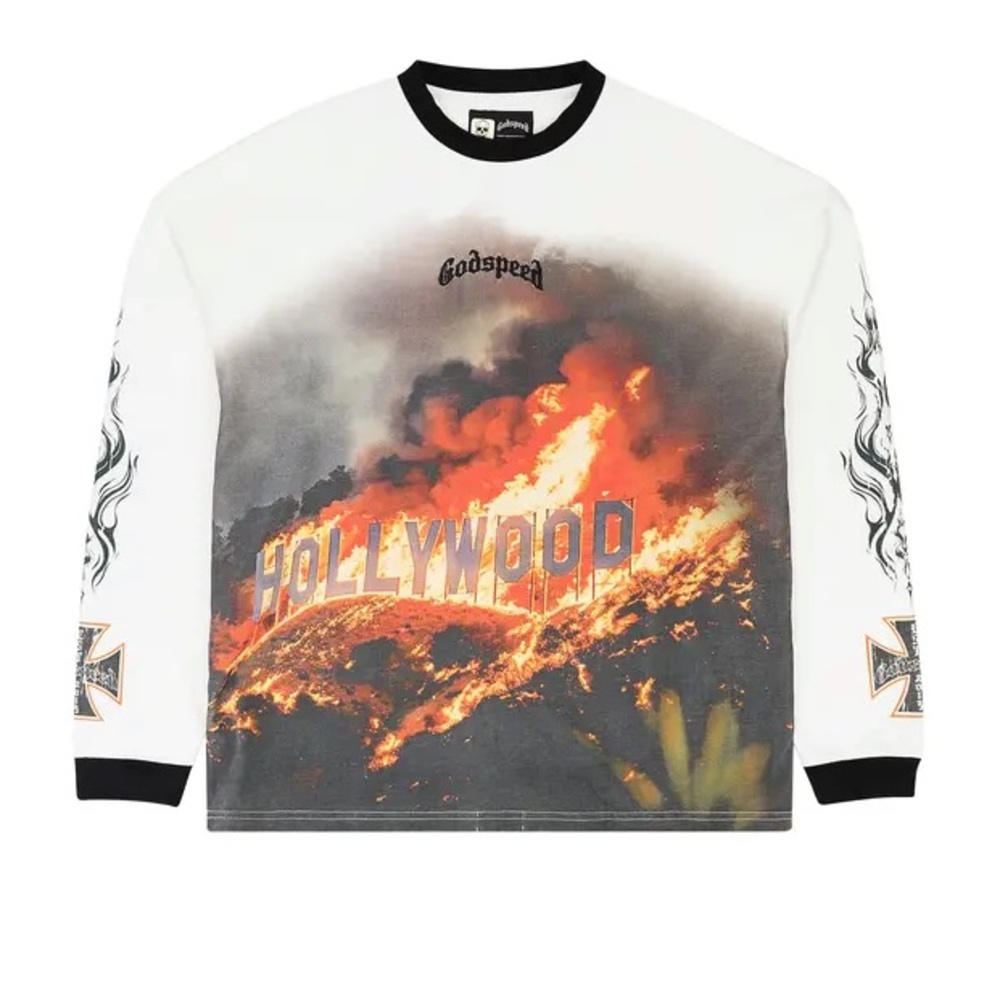 GODSPEED HOLLYWOOD THERMAL LONG SLEEVE T-SHIRT WHITE/BLACK - L